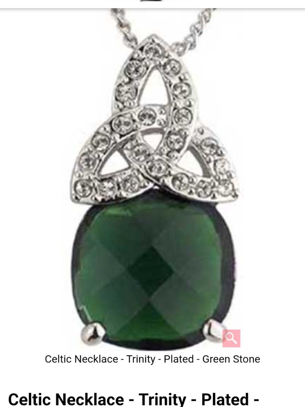 Trinity Celtic Pendant Necklace with Green Stone